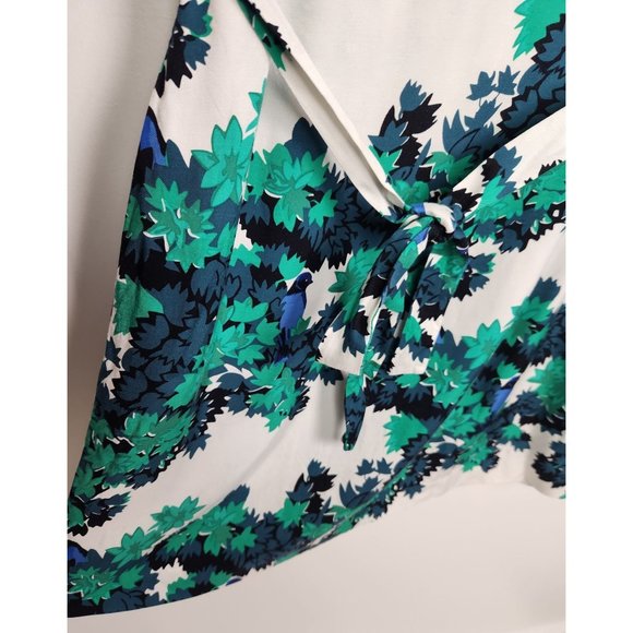 Boden Women's Sz. 8 Blue/Green Floral Bird Shift Belted Dress - Picture 4 of 6